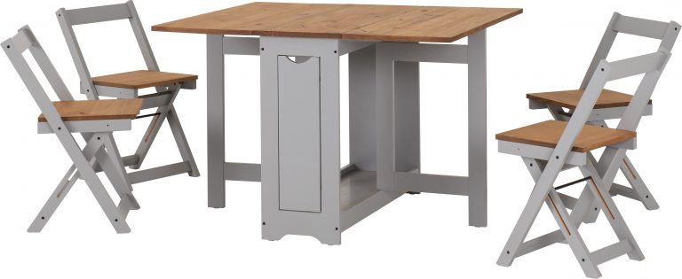 Santos Butterfly Dining Set - Slate Grey/Distressed Waxed Pine