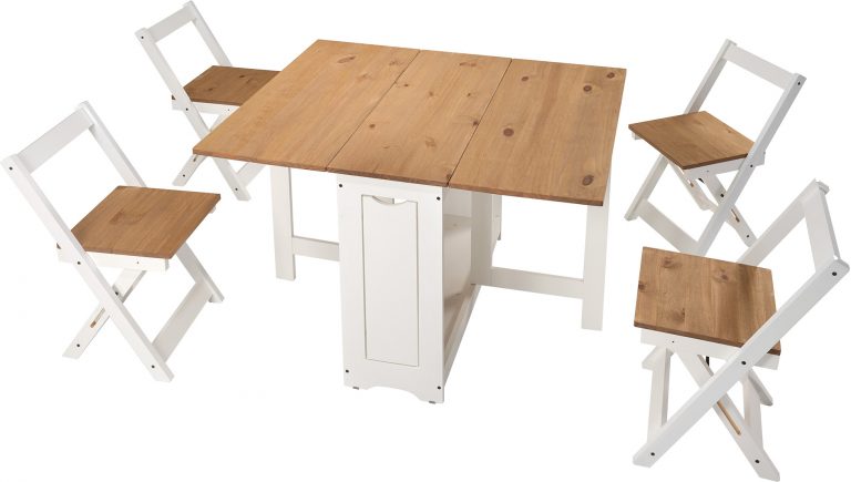 Santos Butterfly Dining Set - White/Distressed Waxed Pine
