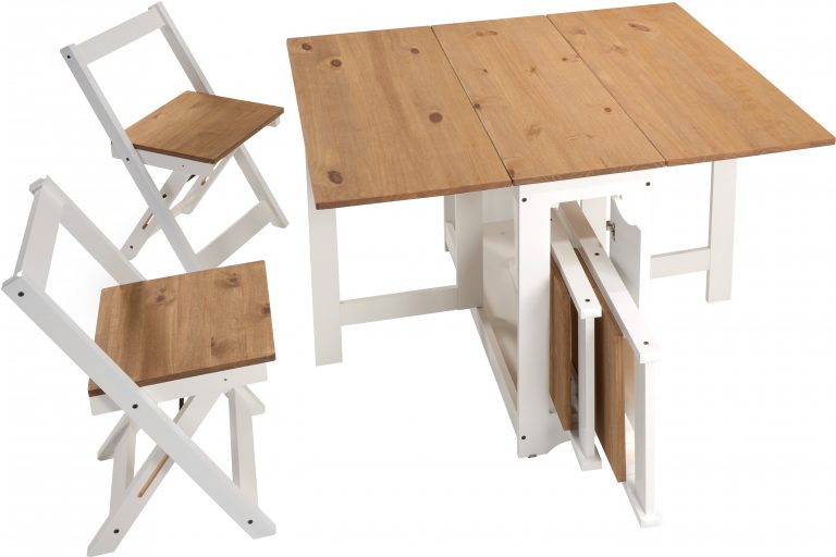 Santos Butterfly Dining Set - White/Distressed Waxed Pine