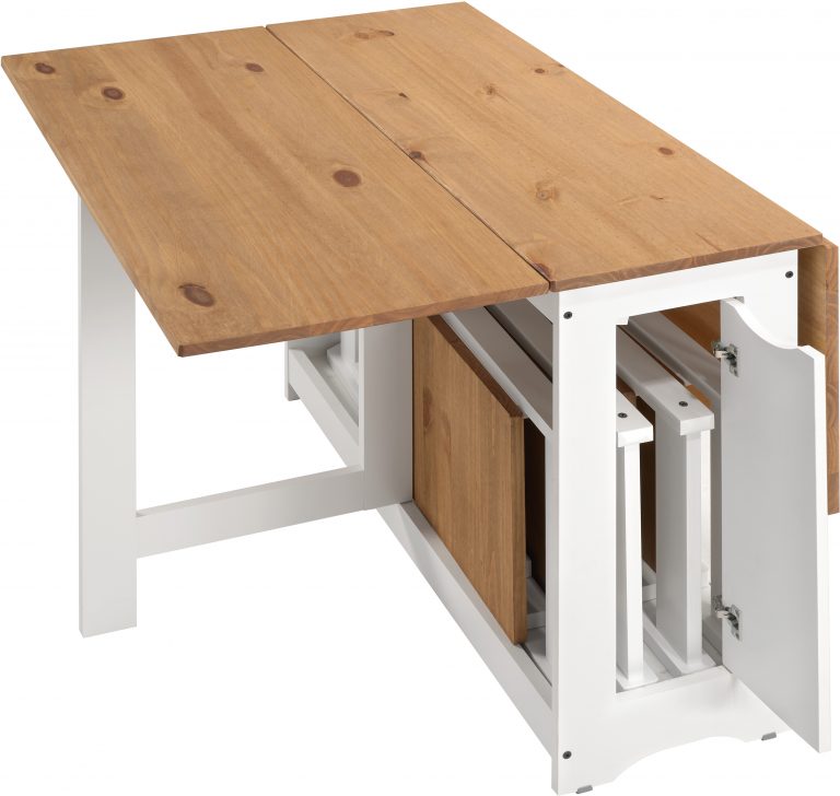 Santos Butterfly Dining Set - White/Distressed Waxed Pine