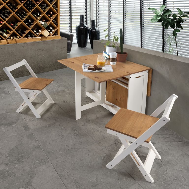 Santos Butterfly Dining Set - White/Distressed Waxed Pine