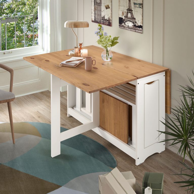 Santos Butterfly Dining Set - White/Distressed Waxed Pine