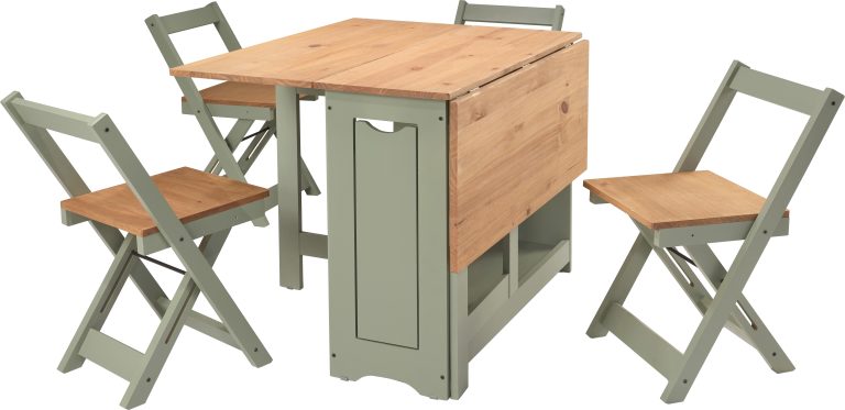 Santos Butterfly Dining Set - Green/Distressed Waxed Pine