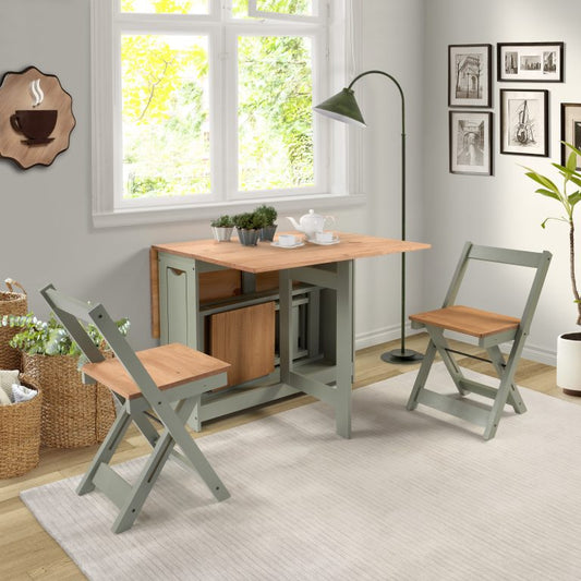 Santos Butterfly Dining Set - Green/Distressed Waxed Pine
