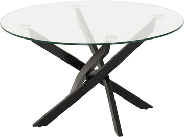 Sheldon Round Coffee Table - Clear Glass/Black
