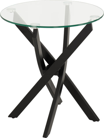 Sheldon Side Table - Clear Glass/Black