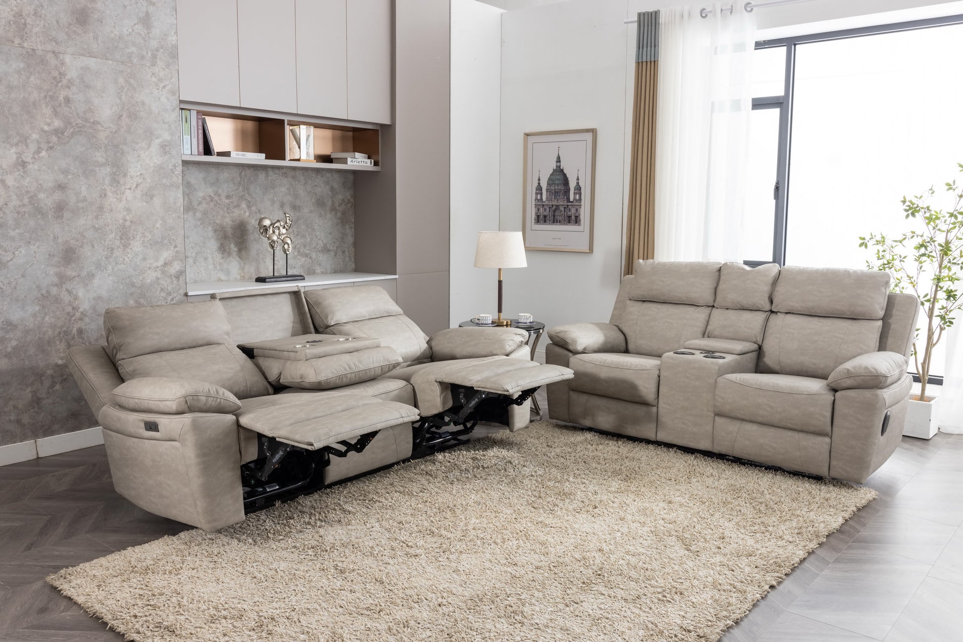 Huntington 3+2 Electric Sofa Suite - Silver Grey