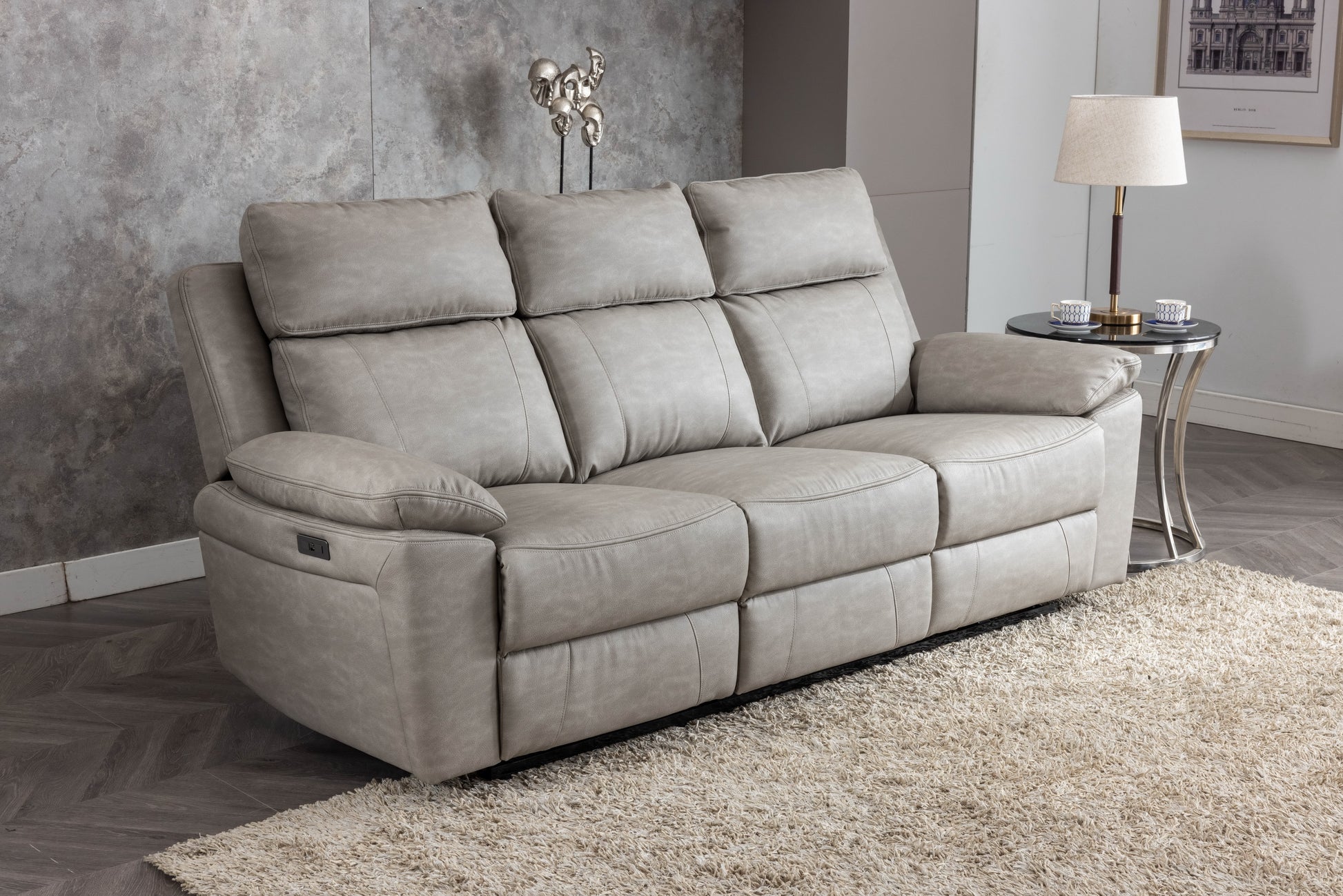 Huntington 3 Seater Electric Sofa - Silver Grey