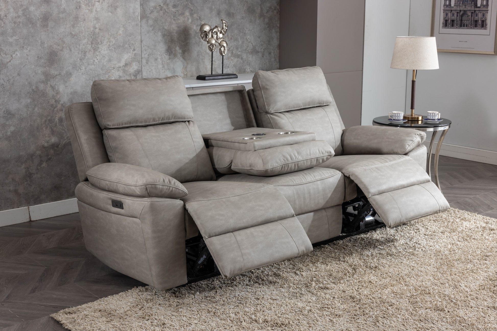 Huntington 3+1+1 Electric Sofa Suite - Silver Grey