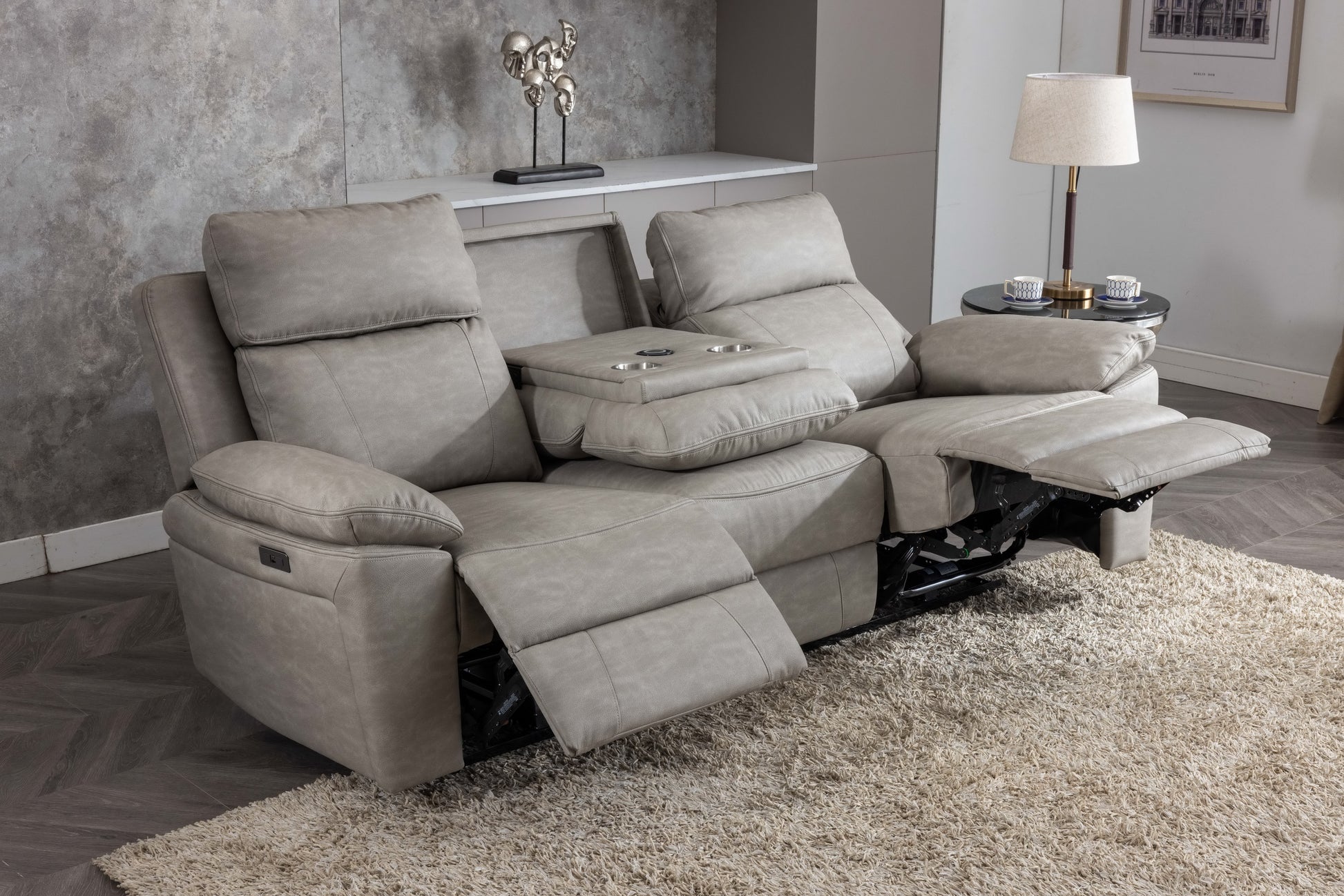 Huntington 3+1+1 Electric Sofa Suite - Silver Grey