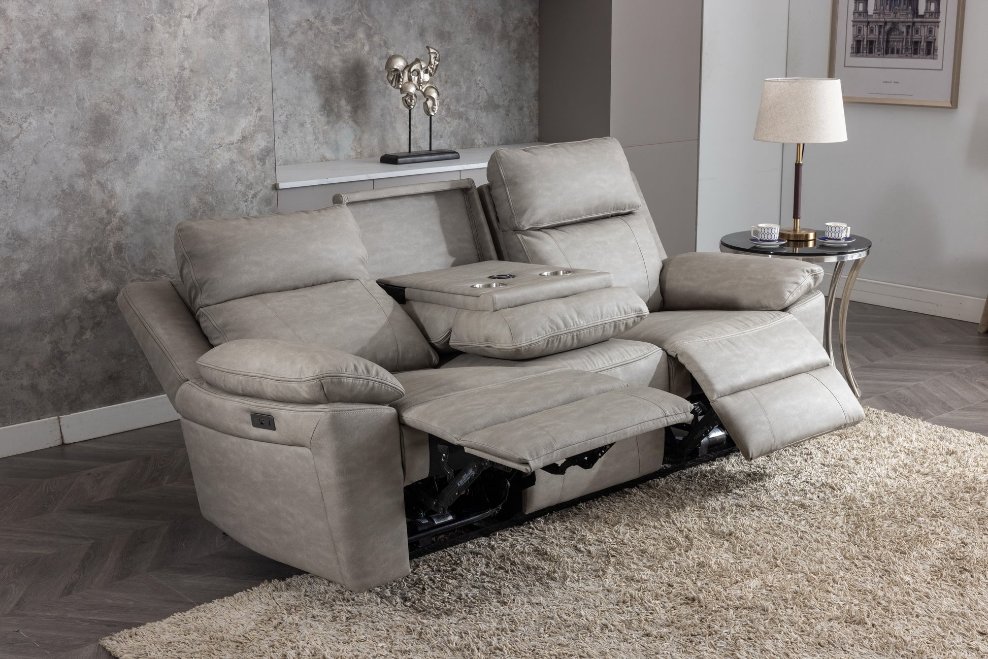 Huntington 3+1+1 Electric Sofa Suite - Silver Grey