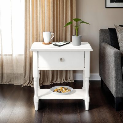 Stratford 1 Drawer Side Table - White