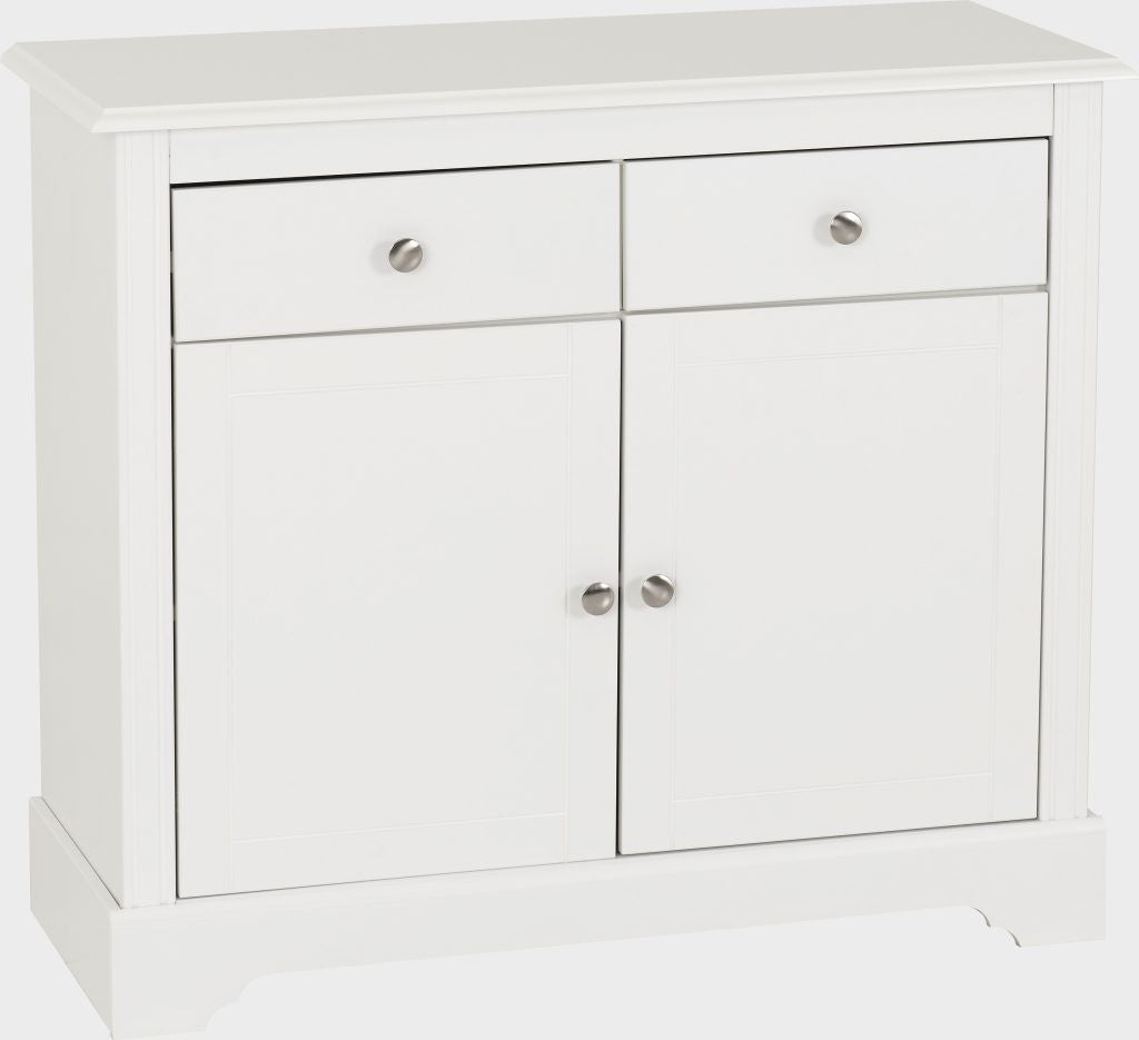 White cabinet with three doors on a white background