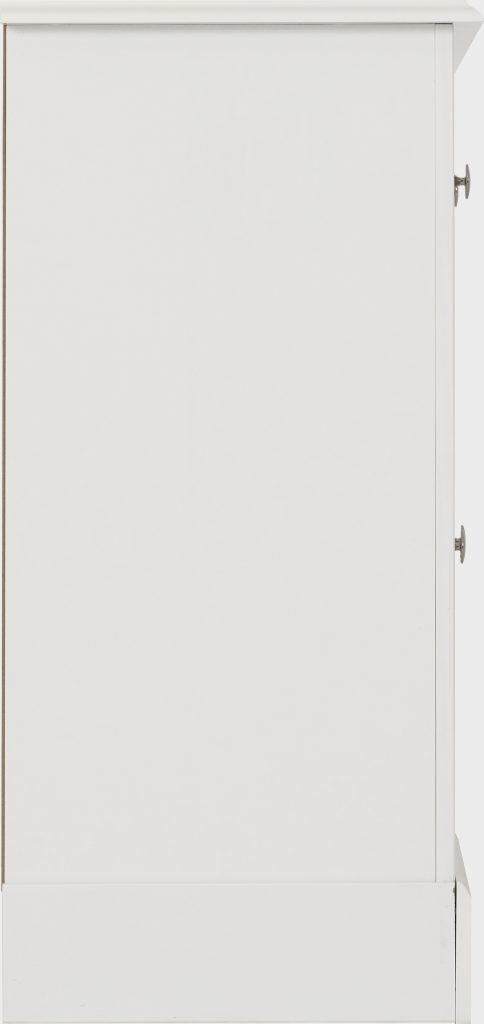 White door with a small handle on a white background