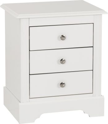 Stratford 3 Drawer Bedside - White