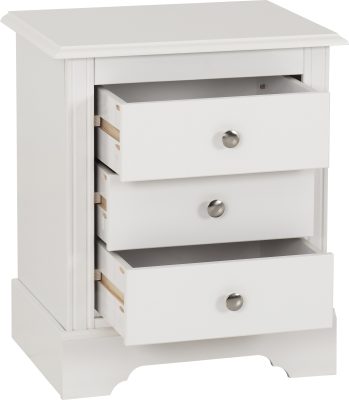 Stratford 3 Drawer Bedside - White