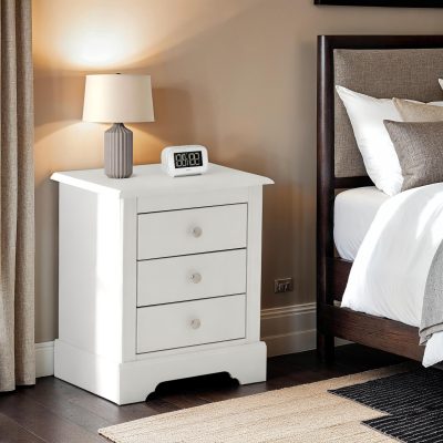 Stratford 3 Drawer Bedside - White