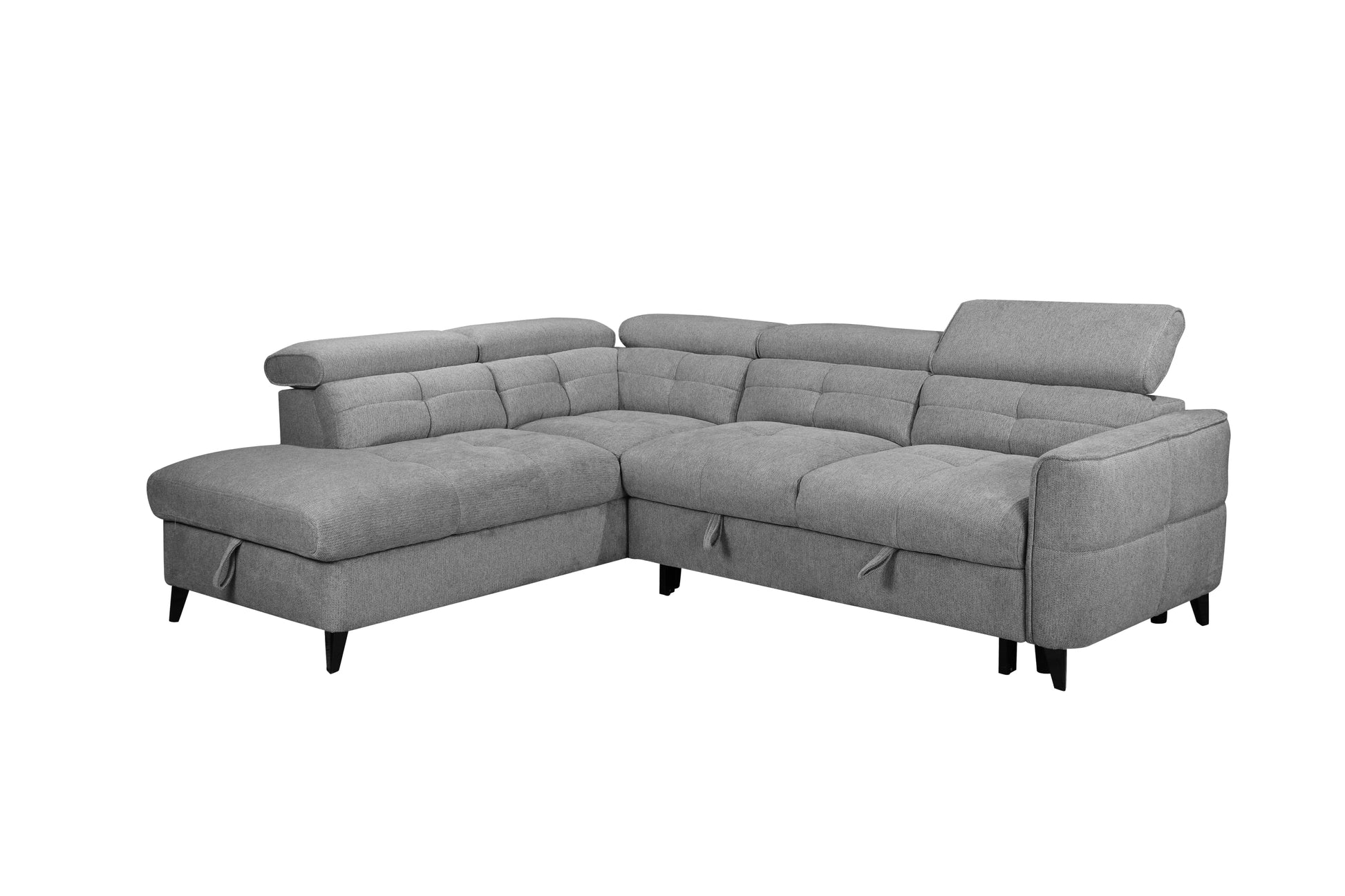 Gray sectional sofa on a white background