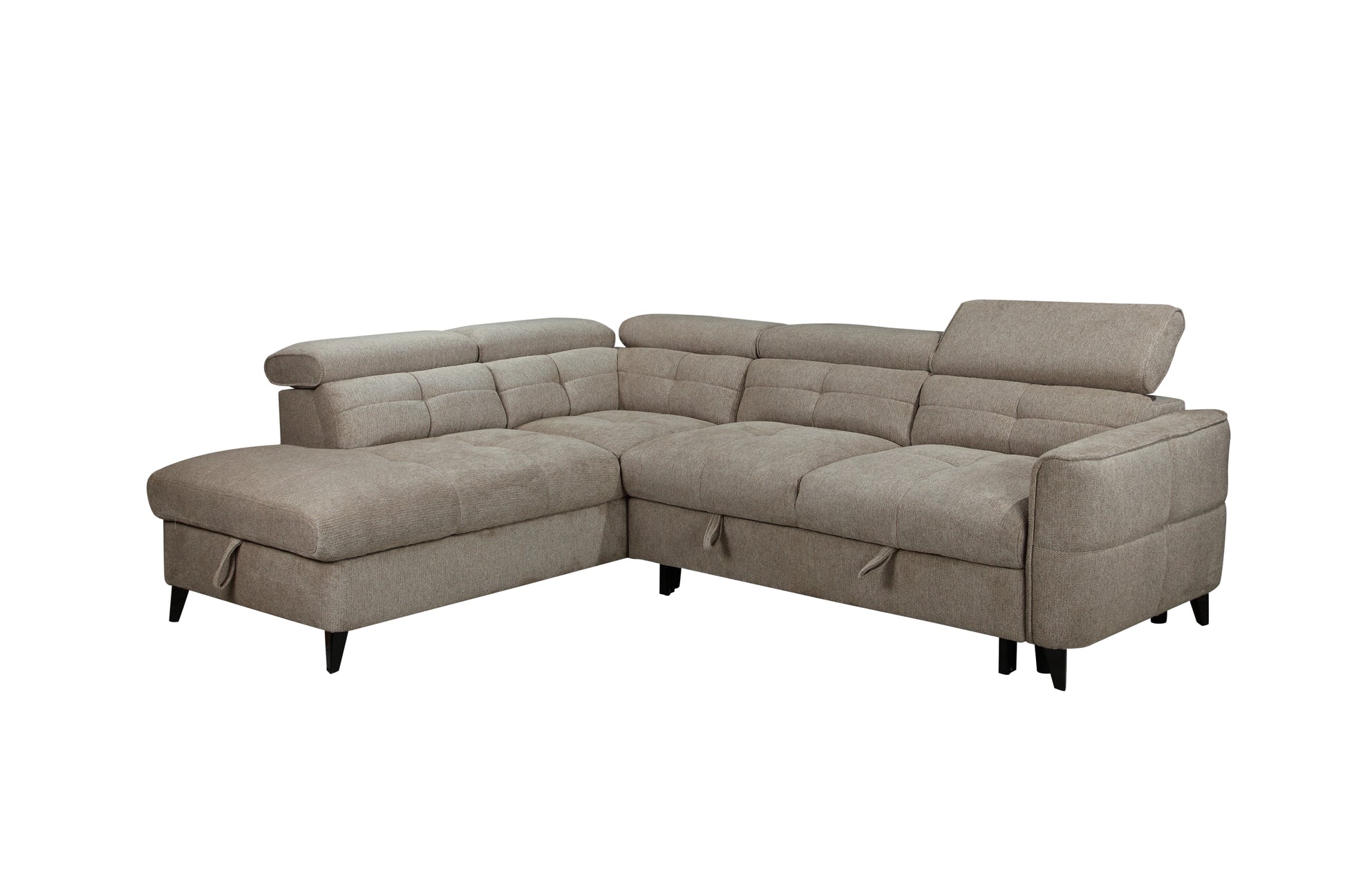 Beige sectional sofa on a white background