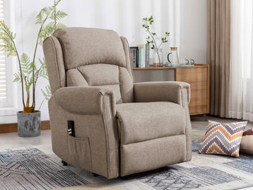 Sandringham Dual Motor Lift & Tilt Electric Recliner -Taupe Fabric 