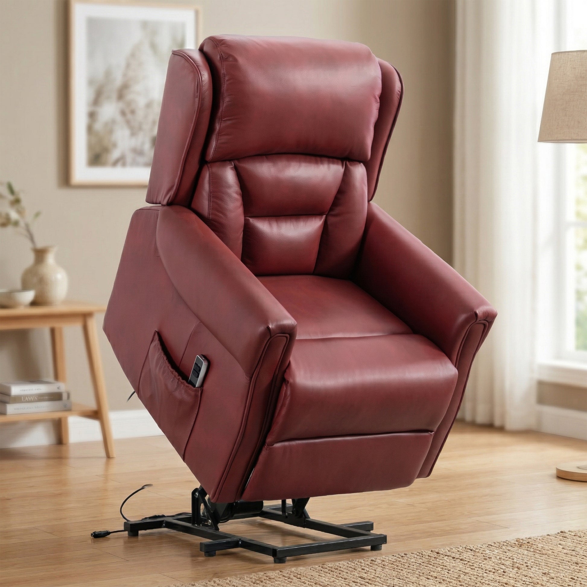 Sandringham Dual Motor Lift & Tilt Electric Recliner - Burgundy Leather