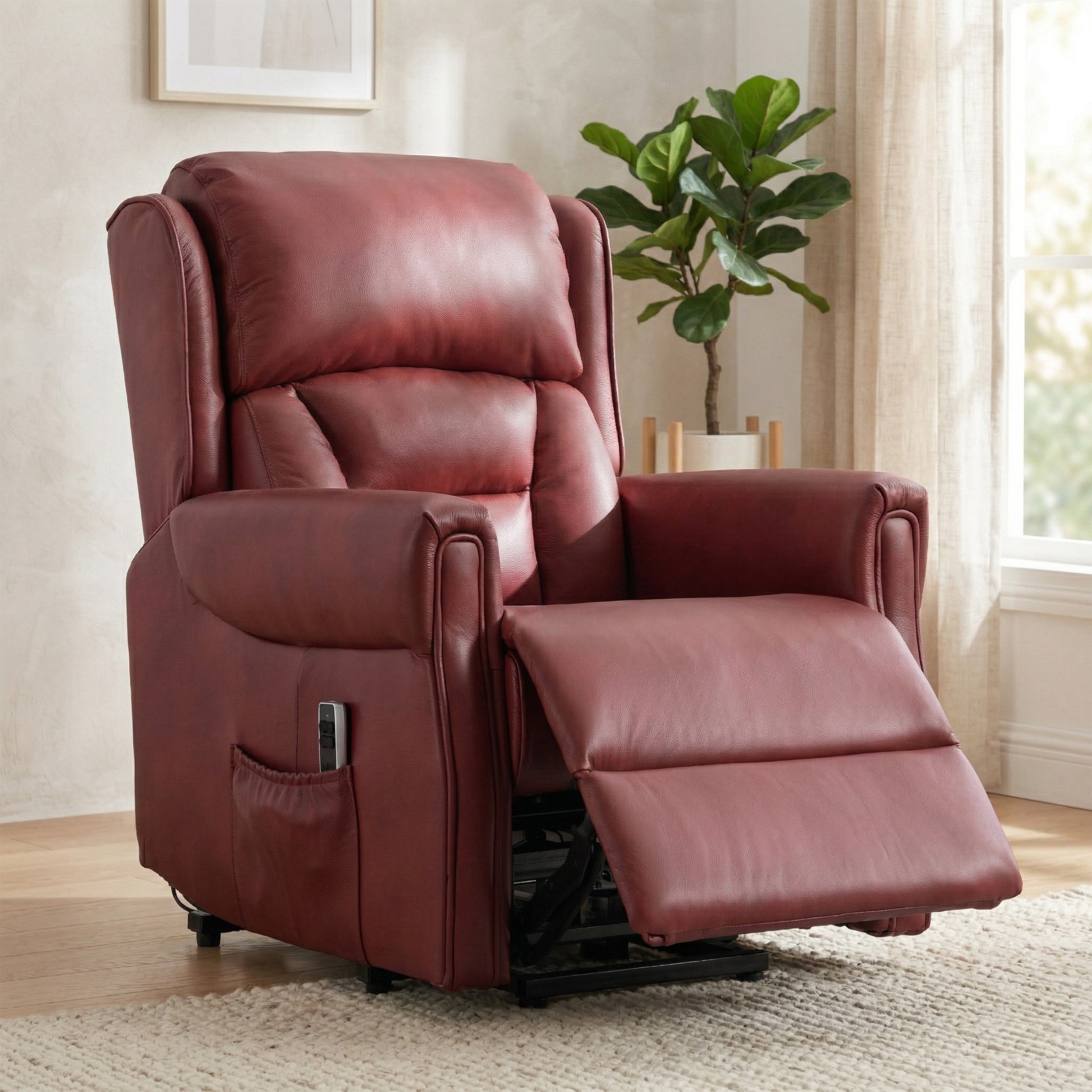 Sandringham Dual Motor Lift & Tilt Electric Recliner - Burgundy Leather