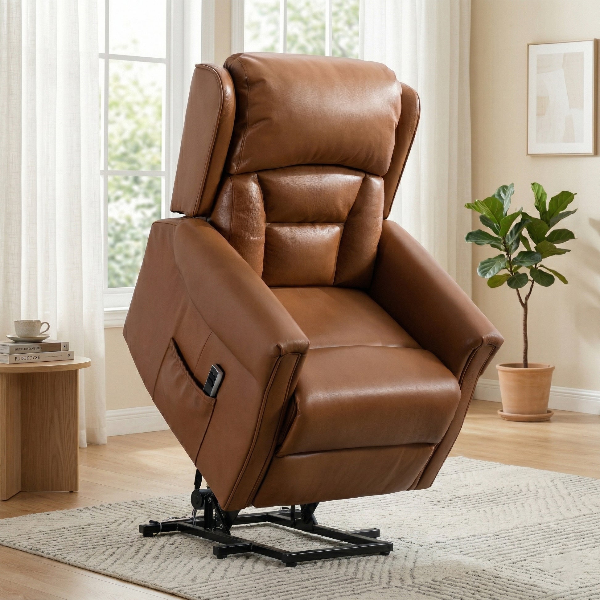 Sandringham Dual Motor Lift & Tilt Electric Recliner - Camel Leather