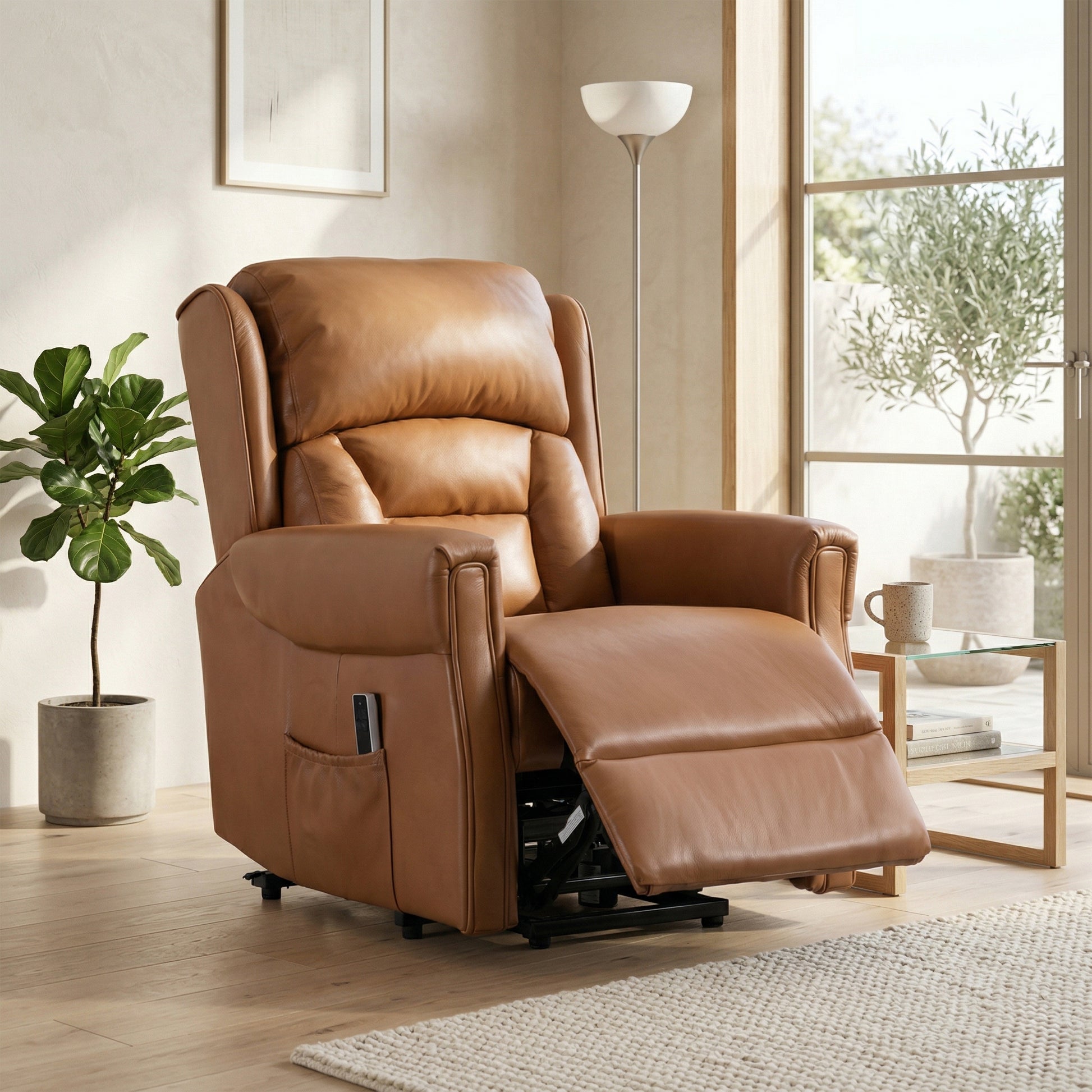 Sandringham Dual Motor Lift & Tilt Electric Recliner - Camel Leather