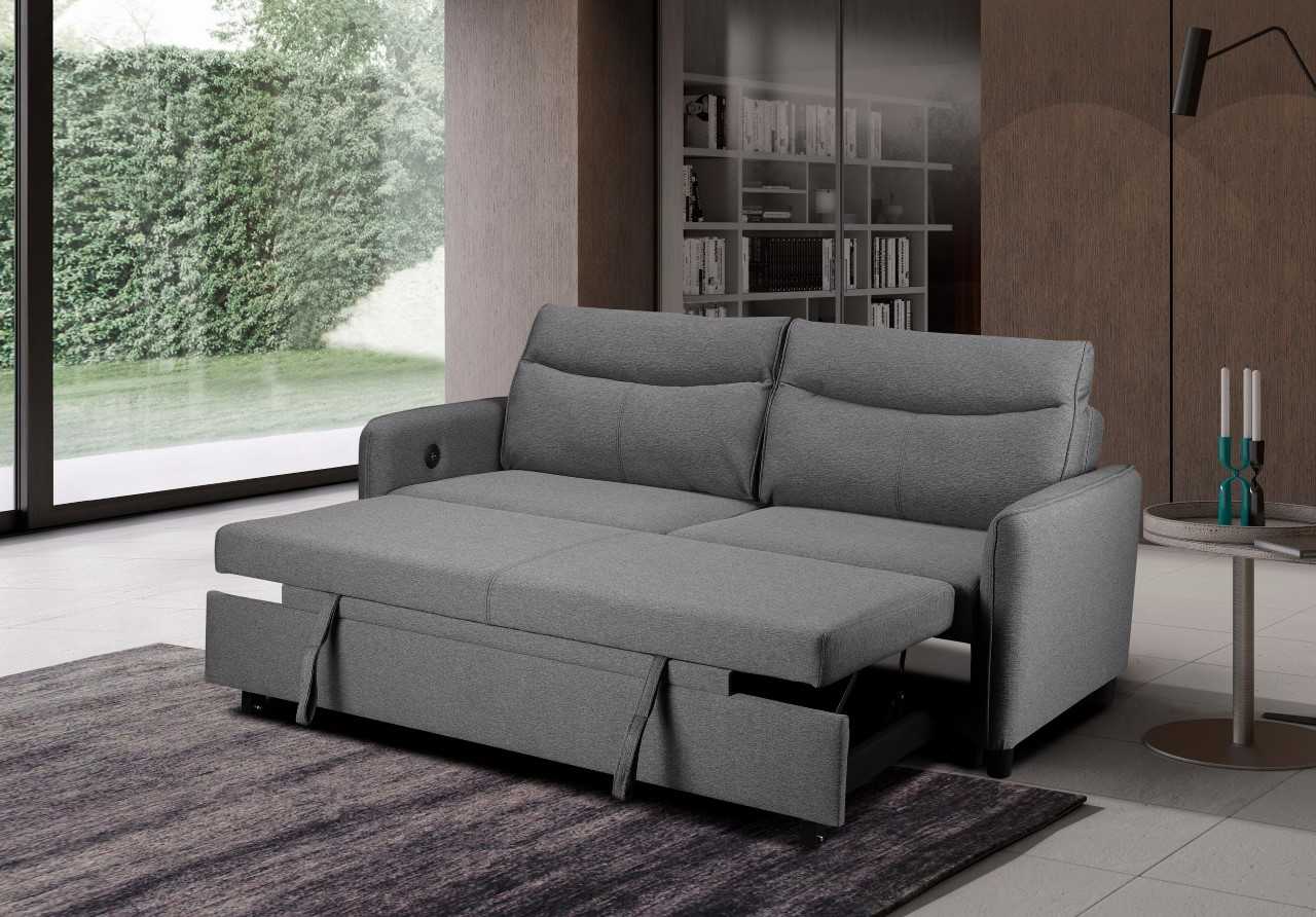 Sheila Light Grey Sofabed - with Built-In USB Port