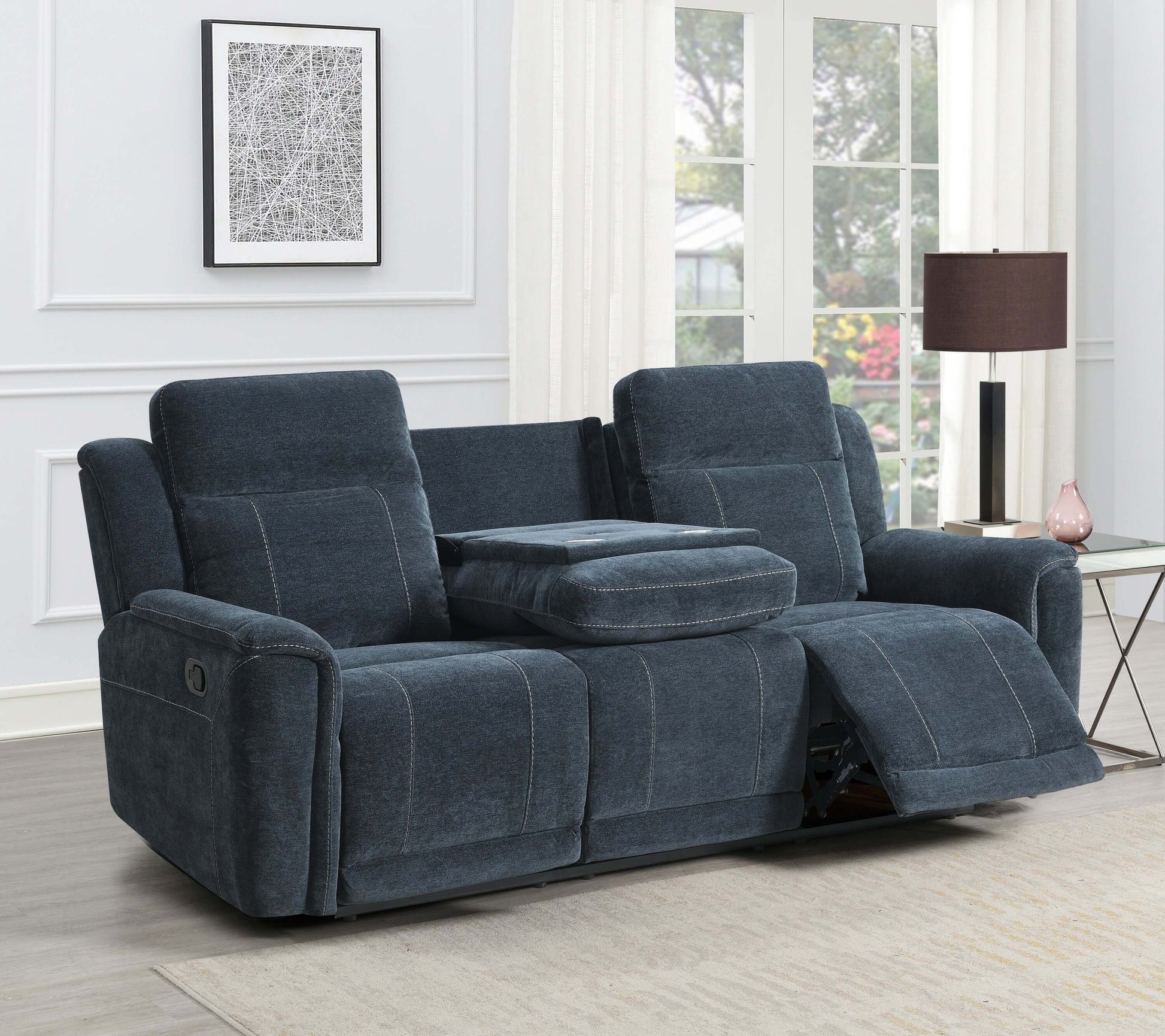 Somerton 3+2 Manual Reclining Sofa Suite - Dark Grey Fabric