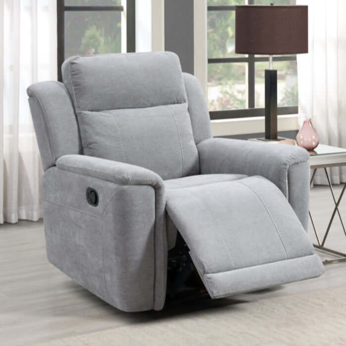 Somerton Manual Reclining Armchair - Light Grey Fabric