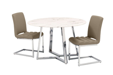 Storm Dining Table + 4 Chairs - Taupe