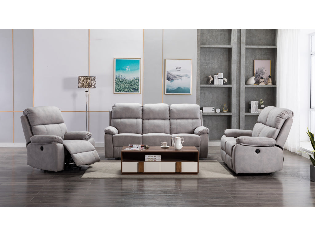 Stretford Electric 3+2+1 Sofa Suite - Light Grey