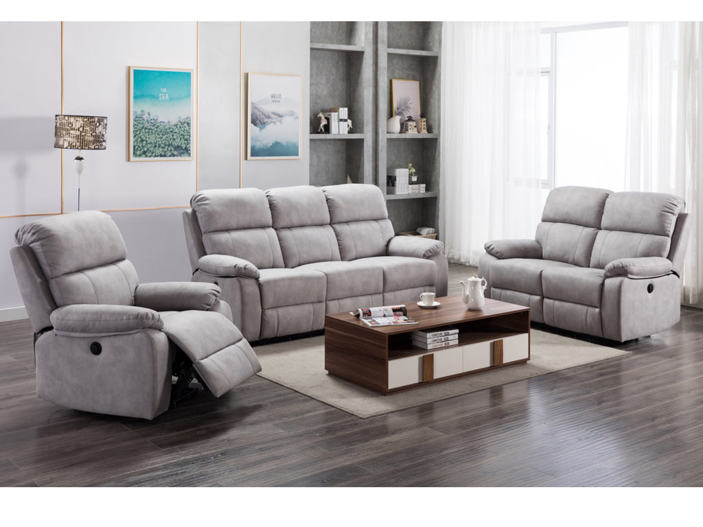 Stretford Electric 3+2+1 Sofa Suite - Light Grey