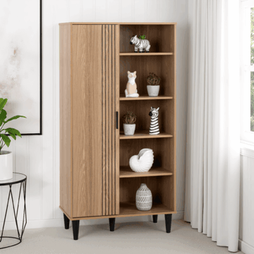 Tessa 1 Door Bookcase Unit - Natural Oak Effect
