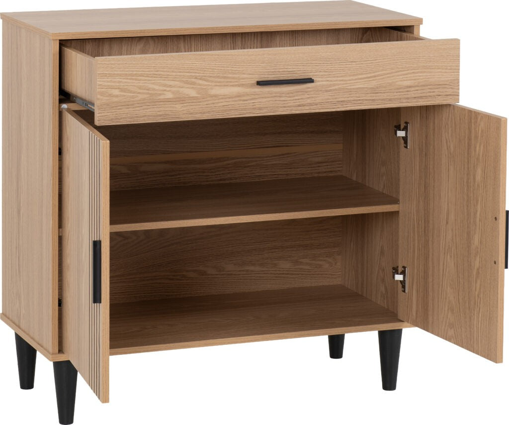 Tessa 2 Door 1 Drawer Sideboard - Natural Oak Effect
