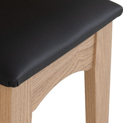 Tessa 2 Drawer Dressing Table Set - Natural Oak Effect/Black Faux Leather