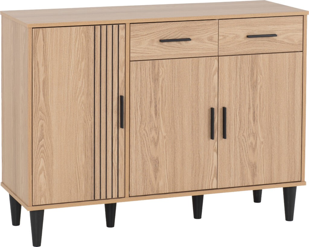 Tessa 3 Door 2 Drawer Sideboard - Natural Oak Effect