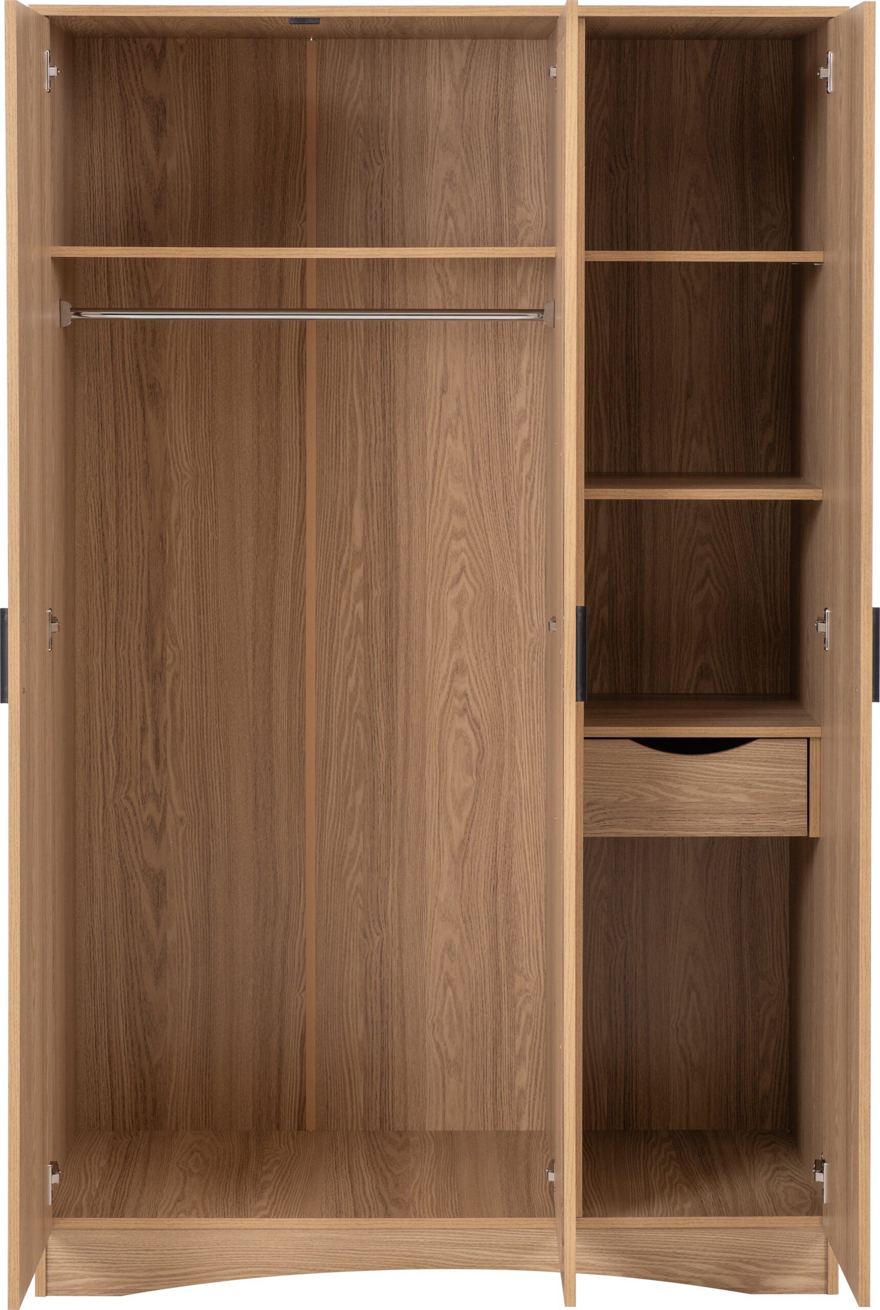 Tessa 3 Door Mirrored Wardrobe - Natural Oak Effect