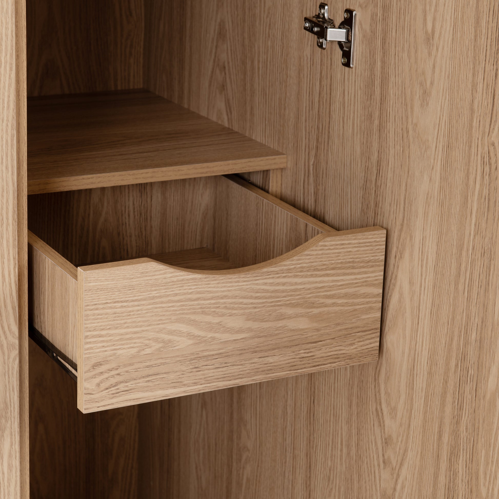 Tessa 3 Door Mirrored Wardrobe - Natural Oak Effect