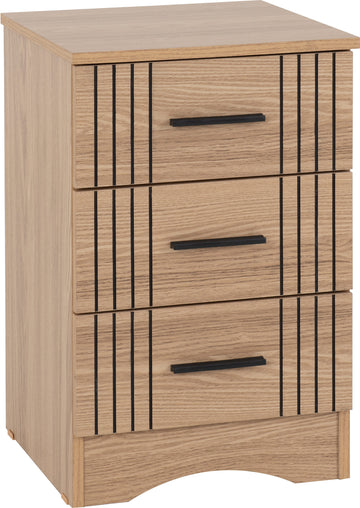 Tessa 3 Drawer Bedside - Natural Oak Effect