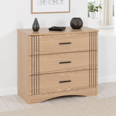 Tessa 3 Drawer Chest - Natural Oak Effect