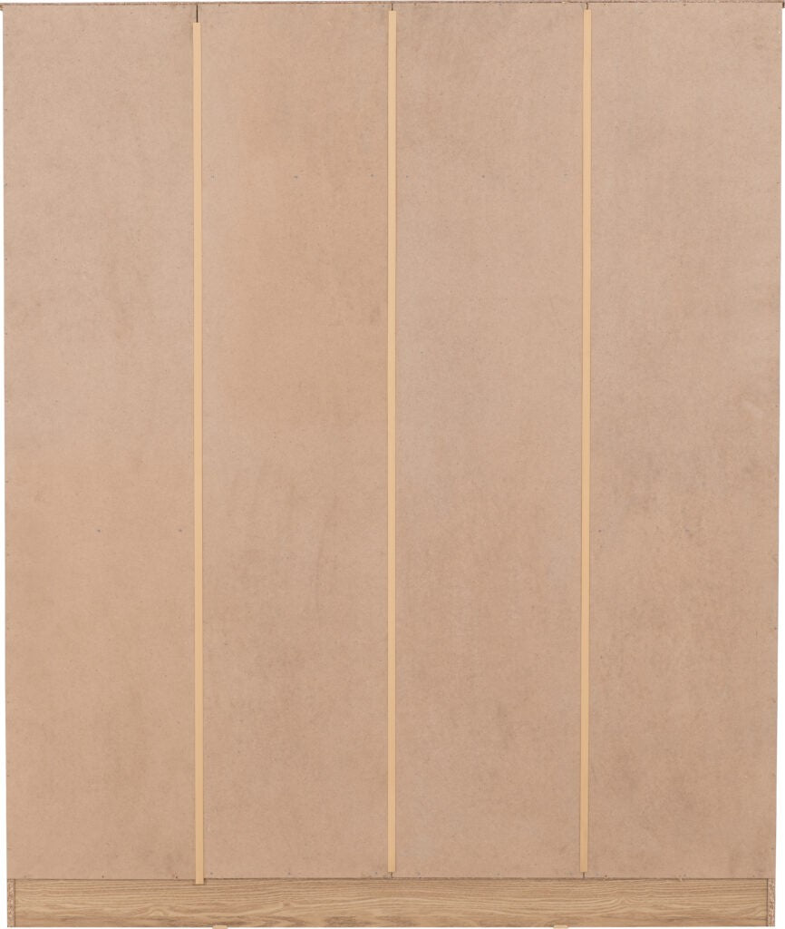 Tessa 4 Door Mirrored Wardrobe - Natural Oak Effect