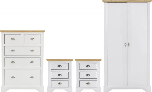 Toledo 2 Door Wardrobe Bedroom Set White/Oak Effect