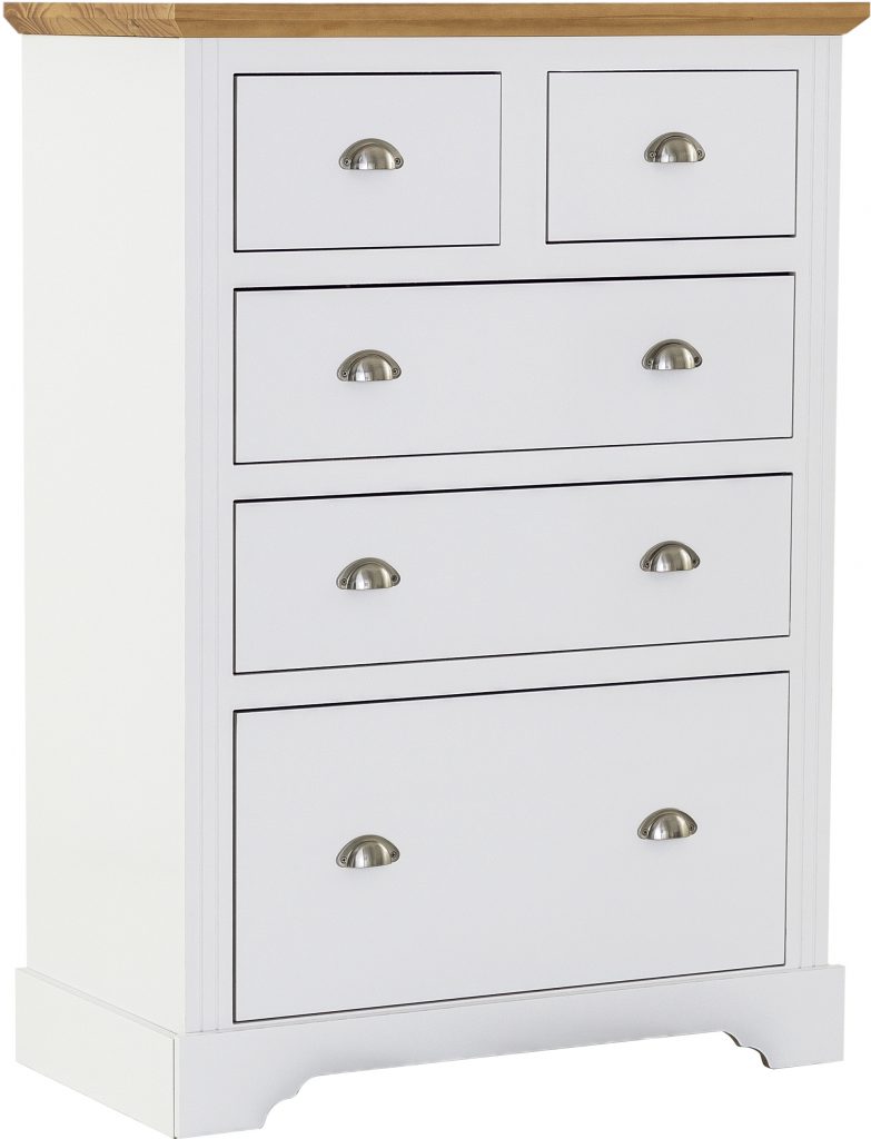 Toledo 3+2 Drawer Chest White/Oak Effect