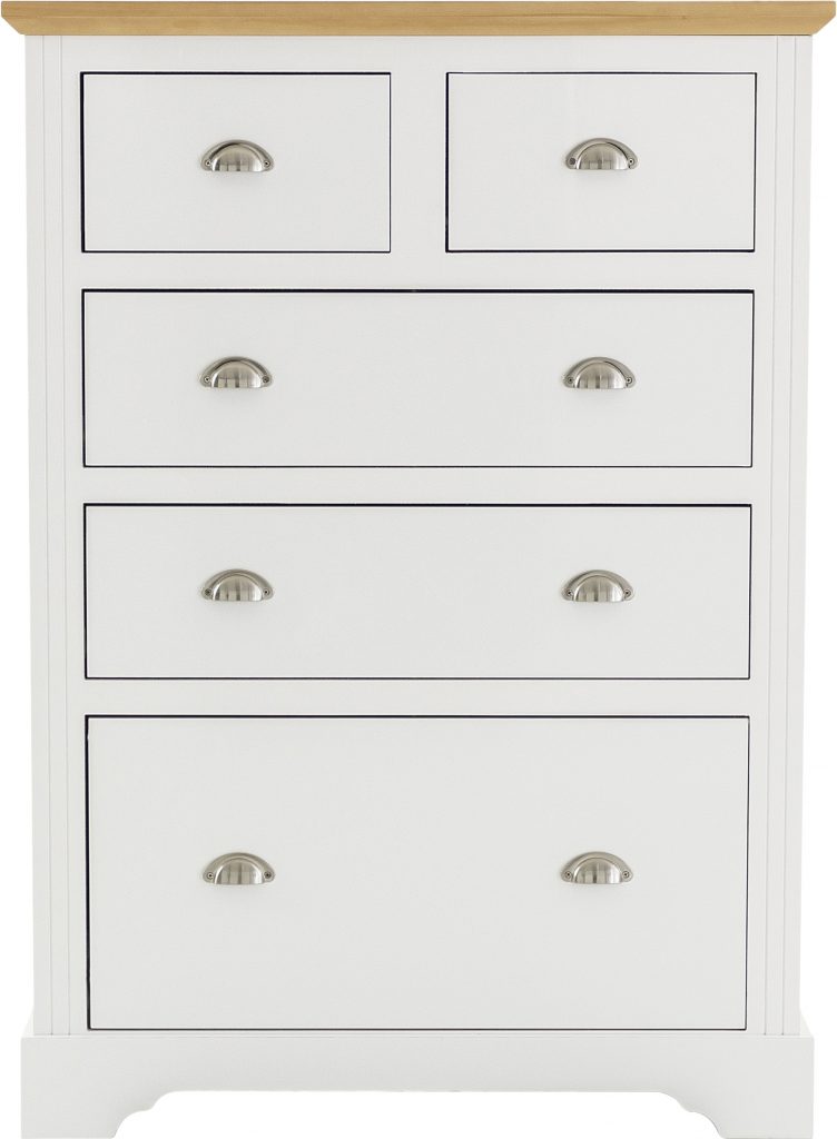 Toledo 3+2 Drawer Chest White/Oak Effect