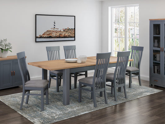Treviso Midnight Blue 6ft Extension Dining Set (6 Chairs) - Oak