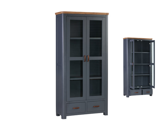 Treviso Midnight Blue Display Cabinet- Oak