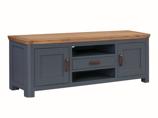 Treviso Midnight Blue Wide TV Unit - Oak