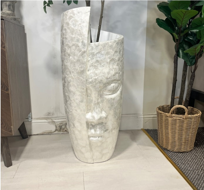 Tall Face Vase Pearl